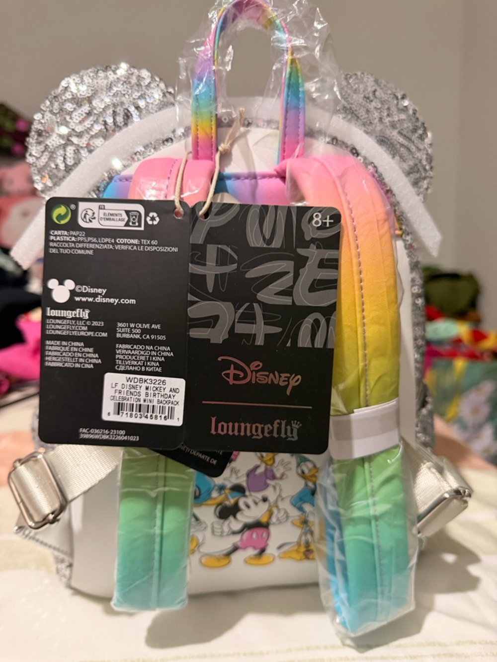 Disney Loungefly Silver Sequin Confetti Mini Backpack - Picture 2 of 5